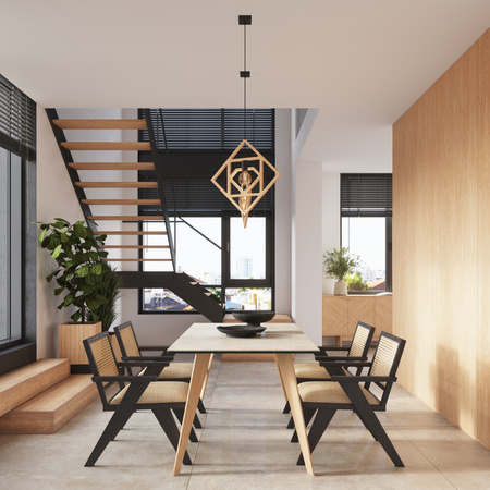 Lampa Wisząca Sufitowa E27 Naturalne Drewno CARO Peach Puff SL.1757 Sollux