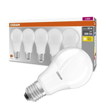 5PAK Żarówka LED E27 A60 8,5W = 60W 806lm 2700K Ciepła 300° OSRAM Base