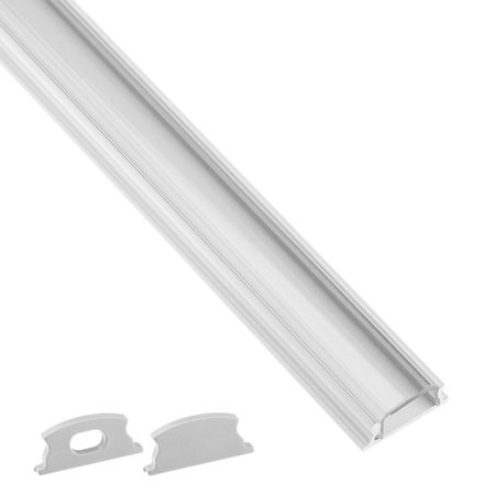 Profil Aluminiowy Anodowany do LED KM24 Srebrny Natynkowy 2m + Przesłona przezroczysta + Zaślepki