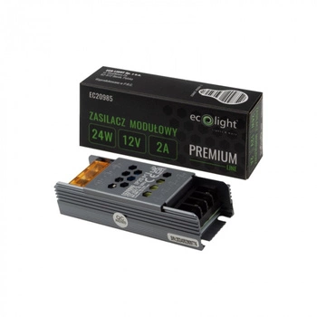 Zasilacz Modułowy do Taśm LED SLIM 24W 12V 2A IP20 PREMIUM Ecolight