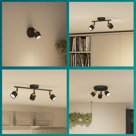 Lampa Sufitowa Reflektor 4x GU10 Czarna-Miedziana Niall Philips