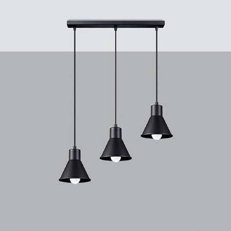 Lampa Sufitowa Oprawa Natynkowa SPOT TUBA 3x E27 Wisząca Zwis Geometryczna Czarna Nowoczesna Taleja Sollux