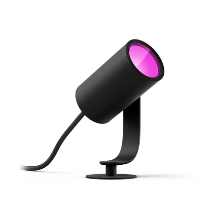 Reflektor Ogrodowy Wbijany LED 8W 590lm IP65 White and Color Ambiance RGB + TW Czarna Inteligentna SMART Zigbee Bluetooth Lily Philips HUE