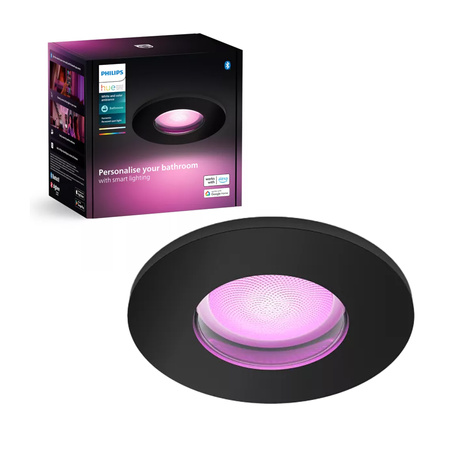 Oprawa Podtynkowa Wpuszczana Łazienkowa LED Xamento 4.2W IP44 CCT RGB Okrągła Czarna PHILIPS HUE Bluetooth