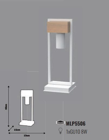 Lampa stołowa WEST biała 1x GU10 MILAGRO geometryczna metal + drewno styl skandynawski