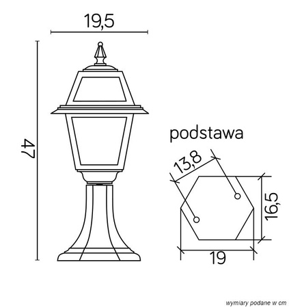 Lampa Ogrodowa Zewnętrzna Stojąca SŁUPEK Witraż K 4011/1/N E27 47cm Su-Ma