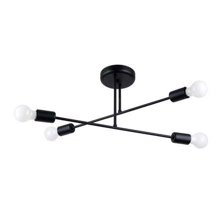Lampa Sufitowa Oprawa Natynkowa Wisząca Zwis 4x E27 Żyrandol Nieregularna Czarna Nowoczesna Norah Sollux