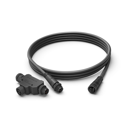 Kabel Przedłużający 2.5m Zewnętrzny ze Złączką typ T IP67 Czarny Outdoor LowVolt Accessory Philips HUE