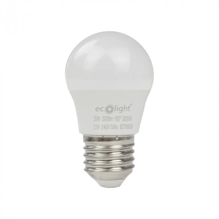 Żarówka LED Kulka P45 E27 5W 450lm 3000K Ciepła Ecolight
