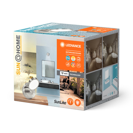 Kinkiet LED Lampa Sufitowa Ścienna Łazienkowa 7.5W 200lm CCT 11cm IP44 Ściemnialna Srebrny SMART+ WiFi Sun@Home Ledvance