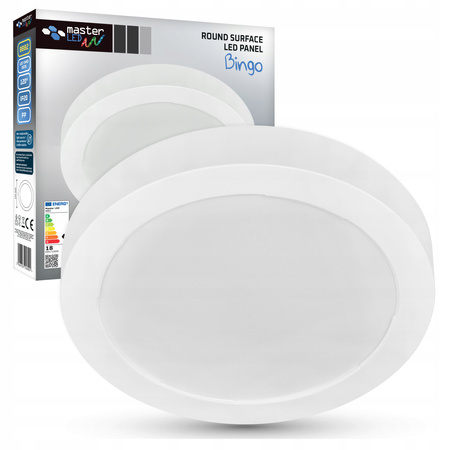 Panel LED Oprawa Sufitowa 18W 1440lm 4000K Neutralny 120° Natynkowy Okrągły Biały Bingo Masterled