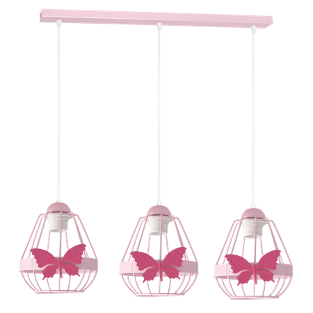 Lampa wisząca KAGO 3xE27 Dziecięca Różowy Motyl Różowa MLP4928 Milagro Metal