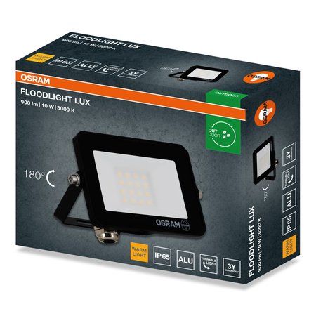Naświetlacz LED Halogen Zewnętrzny Reflektor 10W 3000K 900lm IP65 FLOODLIGHT LUX OSRAM