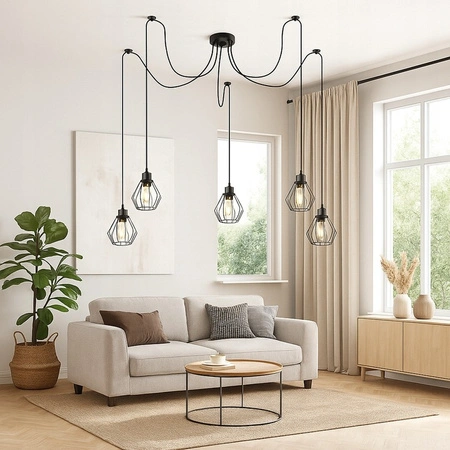 Lampa Sufitowa Oprawa Wisząca 5x E27 Czarna Otto Masterled