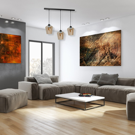 Lampa wisząca SANTIAGO 3xE27 Klosz Bursztynowe Szkło MLP6610 Metal + Szkło