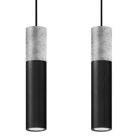 Lampa Sufitowa Wisząca Zwis 2x GU10 Tubularna Czarna Szara Nowoczesna Borigio Sollux