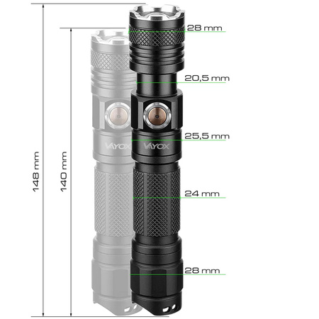 Latarka Taktyczna LED Ręczna Mocna IP44 10W 1200lm Professional VAYOX