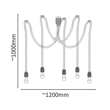 LAMPA Wisząca SUFITOWA ROPE PAJĄCZEK 5xE27 Czarno-beżowy GOLDLUX (Polux)