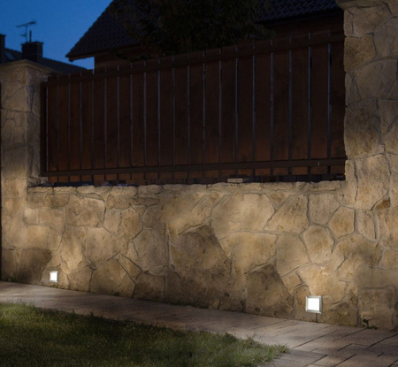 Lampa Ogrodowa Zewnętrzna Elewacyjna WPUSZCZANA LED Mur Led Inox D 04 3,5W 195lm 3000K Ciepła Su-Ma