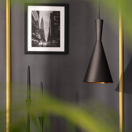 Lampa Sufitowa Oprawa Wisząca Zwis E27 Czarna Złota Pinio Masterled