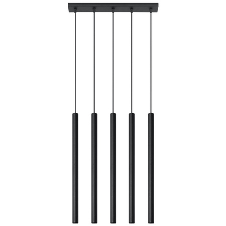 Lampa Sufitowa Wisząca Tuba 5x G9 Zwis Tubularna Czarna Nowoczesna Pastelo Sollux