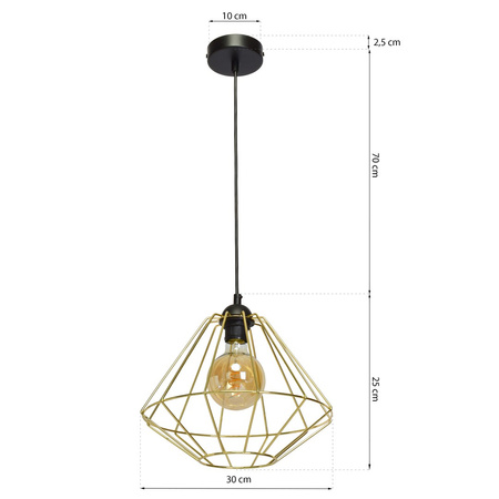 Lampa wisząca LUPO 1xE27 Geometryczny Kształt Loft Czarna Złota MLP6270 Milagro Metal