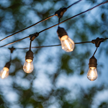 Girlanda Solarna Ogrodowa 22x  LED Ozdobne Żarówki 15m + PILOT IP65 2700K Ciepła SOLLIS LUMILED