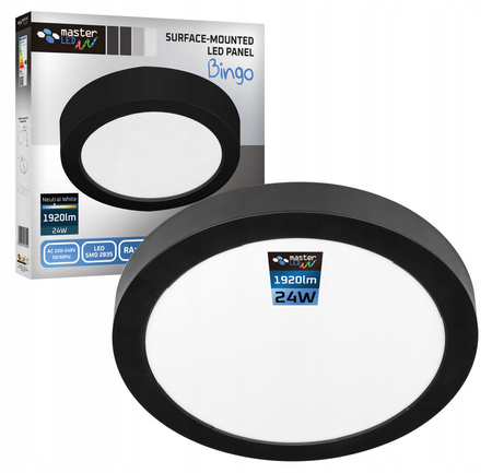 Plafon natynkowy Panel LED 24W 4000K Czarny okrągły Proma LVT