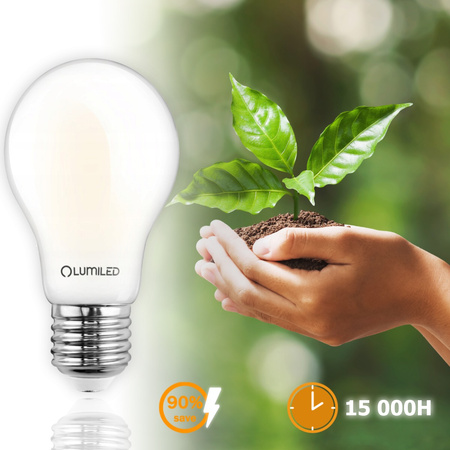 Żarówka LED E27 A60 8W = 75W 1055lm 3000K Ciepła 360° FILAMENT LUMILED