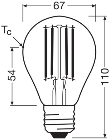 Żarówka LED A67 E27 13.8W = 100W 1521lm 2700K Ciepła Biała FILAMENT ŚCIEMNIALNA LEDVANCE