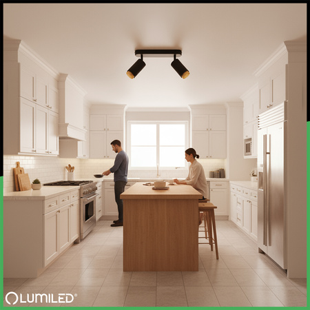 Lampa Sufitowa Reflektor LED 2x GU10 Tuba Spot ELIGIS Czarny LUMILED