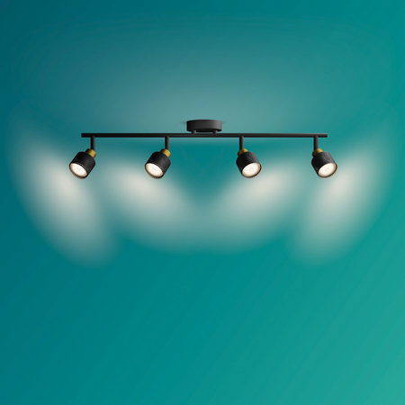 Lampa Sufitowa Reflektor 4x GU10 Czarna-Miedziana Niall Philips
