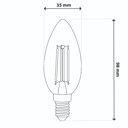 10x Żarówka LED E14 Świeczka B35 2,2W 470lm = 40W 2700K Ciepła 360° Filament KLASA A LUMILED