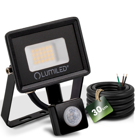 Naświetlacz LED ZONER 20W 1800LM 4000K IP44 Czarny Czujnik Ruchu LUMILED