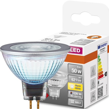 Żarówka LED GU5.3 MR16 8W = 50W 621lm 2700K Ciepła 36° CRI90 12V OSRAM SUPERSTAR Ściemnialna