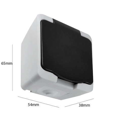 Gniazdo Hermetyczne Pojedyńcze Natynkowy z Klapką 2P+Z Schuko AQUATIC MINI IP54 ORNO Biało- Czarny