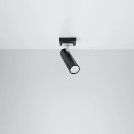 Lampa Sufitowa Oprawa Natynkowa SPOT TUBA Reflektor GU10 Ruchoma Tubularna Czarna Nowoczesna Direzione Sollux