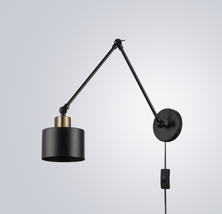 Kinkiet Ścienny Lampa Natynkowa Ruchomy E27 Czarny Elza Masterled