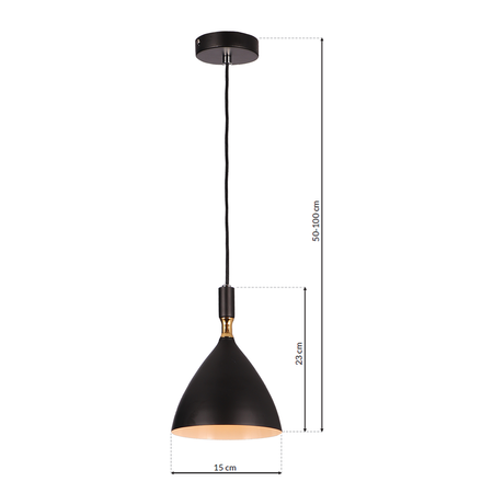 Lampa wisząca OTTO 1xE27 Klasyczna Czarna Złote Wnętrze ML6158 Metal + Szkło