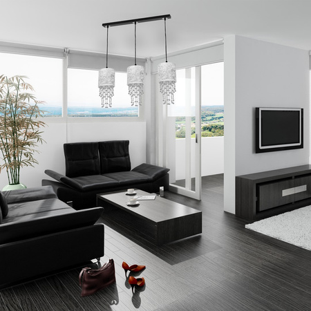 Lampa wisząca ALMERIA 3xE27 Elegancka Sznury Korali Srebrna MLP6435 Milagro Metal + Tworzywo sztuczne+ Tkanina