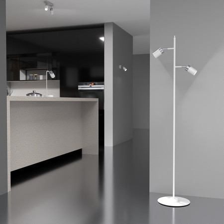 Lampa Podłogowa Stojąca JOKER Biała Chrom 2xGU10 Milagro