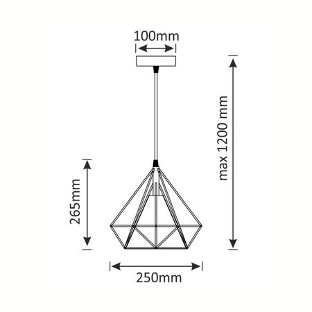 Lampa wisząca sufitowa BROXTON Rope IL MIO czarna w stylu loft stal + sznur 1x E27 GOLDLUX (Polux)