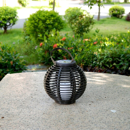 Lampa Ogrodowa LED Solarna Wisząca LATARENKA czarna owalna efekt płomienia