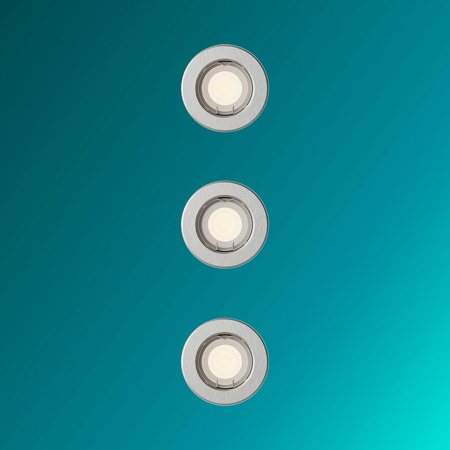 3x Oprawa Podtynkowa Wpuszczana LED GU10 Stała Aluminiowa Okrągła Nikiel Peridot Philips