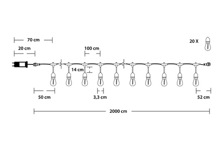 Girlanda Ogrodowa Zewnętrzna MALUS Łańcuch Świetlny 20m 20x E27 LUMILED