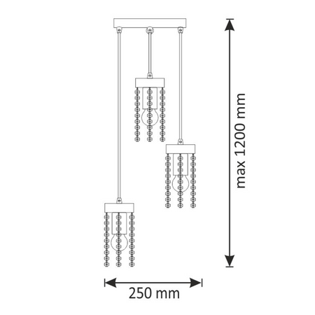 Lampa Sufitowa Wisząca Zwis 3x E27 Złota Gea Sanico Goldlux