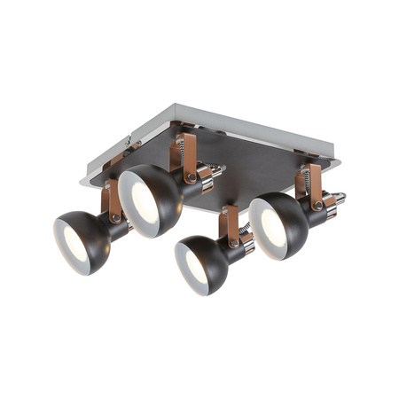 Lampa Sufitowa Oprawa Halogenowa Punktowa Reflektor Spot 4x GU10 Czarny Minimalistyczny Balzac 5612 Rabalux