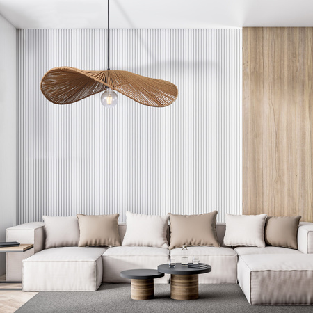 Lampa Sufitowa Wisząca Zwis E27 Beżowy BAMBOO NATURAL Sanico Goldlux