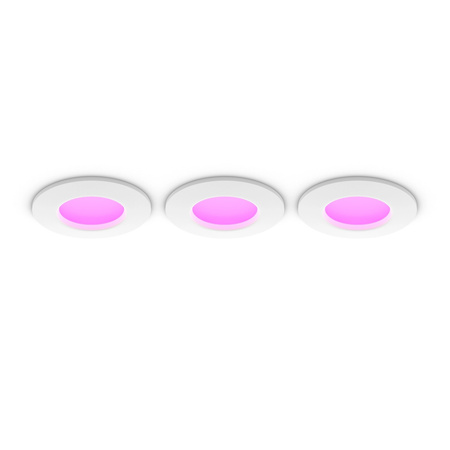 3x Panel LED Oprawa Podtynkowa Wpuszczana 8.3W 1000lm IP44 White and Color Ambiance RGB + TW Biała Inteligentna SMART Zigbee Bluetooth Slim Downlights Philips HUE