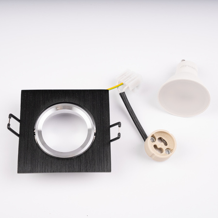 Oprawa Halogenowa Podtynkowa Kwadratowa Ruchoma TRIX 3w1 GU10 6W 4000K Czarny LUMILED